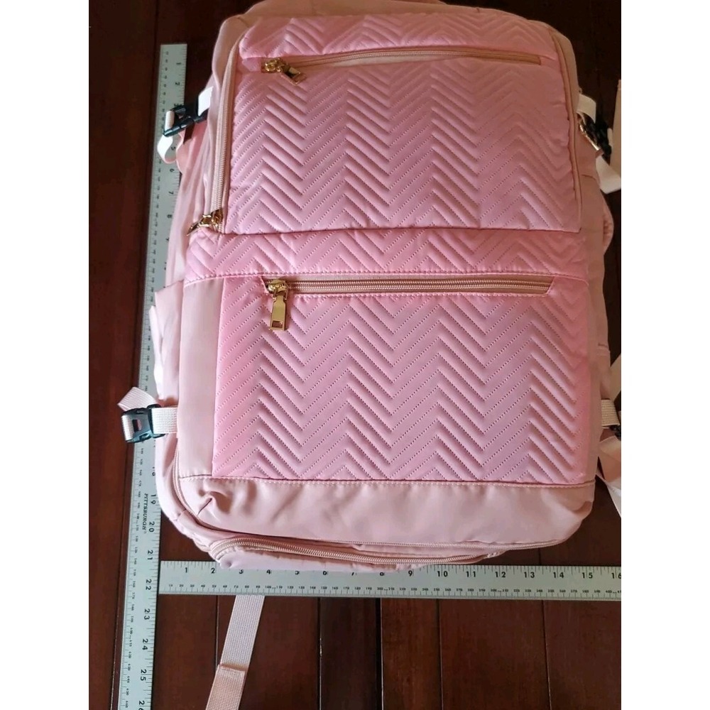 Large capacity travel 18" Expandable backpack, Carry On Bag, pink - Picture 4 of 8